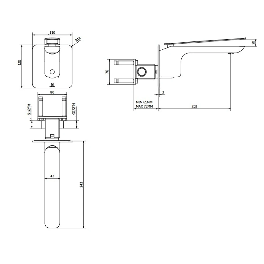 Crosswater KH Zero 2 Wall Mounted Basin Mixer 5 Crosswater KH Zero 2 Wall Mounted Basin Mixer - Image 3