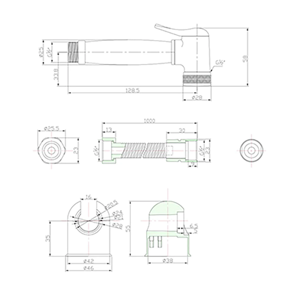 Crosswater Luxury Douche Handset With Hose & Wall Bracket 4 Crosswater Luxury Douche Handset With Hose & Wall Bracket - Image 2