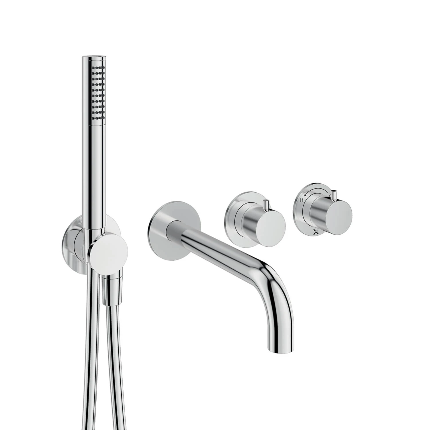 Crosswater Module 2 Outlet Concealed Thermostatic Shower Valve With Bath Spout & Shower Handset - Brushed Stainless Steel Effect 4 Crosswater Module 2 Outlet Concealed Thermostatic Shower Valve With Bath Spout & Shower Handset - Brushed Stainless Steel Effect - Image 2