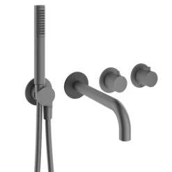 Crosswater Module 2 Outlet Concealed Thermostatic Shower Valve With Bath Spout & Shower Handset - Brushed Stainless Steel Effect 14 Crosswater Module 2 Outlet Concealed Thermostatic Shower Valve With Bath Spout & Shower Handset - Brushed Stainless Steel Effect -Vado Sale Store crosswater module 2 outlet handset spout slate set cutout