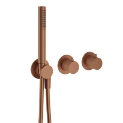 Crosswater Module 3 Outlet 2 Handle Concealed Thermostatic Shower Valve & Shower Handset - Brushed Stainless Steel Effect -Vado Sale Store crosswater module 3 outlet hadset set bronze cutout