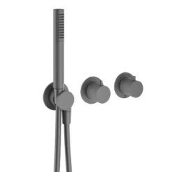 Crosswater Module 3 Outlet 2 Handle Concealed Thermostatic Shower Valve & Shower Handset - Brushed Stainless Steel Effect -Vado Sale Store crosswater module 3 outlet hadset set slate cutout