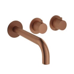 Crosswater Module 3 Outlet 2 Handle Concealed Thermostatic Shower Valve & Bath Spout - Brushed Stainless Steel Effect -Vado Sale Store crosswater module 3 outlet spout set bronze cutout