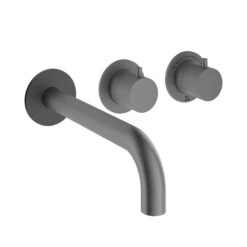 Crosswater Module 3 Outlet 2 Handle Concealed Thermostatic Shower Valve & Bath Spout - Brushed Stainless Steel Effect -Vado Sale Store crosswater module 3 outlet spout set slate cutout