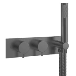 Crosswater MPRO 2 Outlet Concealed Thermostatic Bath Shower Valve - Slate -Vado Sale Store crosswater mpro 2 outlet horizontal valve with handset slate cutout