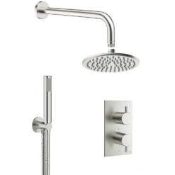 Crosswater MPRO 2 Outlet 2 Handle Shower Bundle - Brushed Stainless Steel Effect