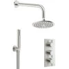 Crosswater MPRO 2 Outlet 3 Handle Shower Bundle - Brushed Stainless Steel Effect 1 Crosswater MPRO 2 Outlet 3 Handle Shower Bundle - Brushed Stainless Steel Effect -Vado Sale Store crosswater mpro 3 handle shower bundle steel cutout