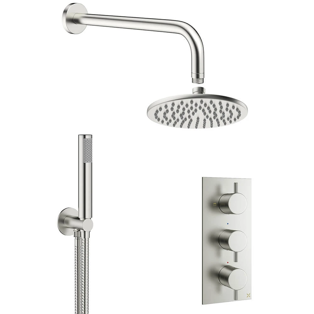 Crosswater MPRO 2 Outlet 3 Handle Shower Bundle - Brushed Stainless Steel Effect 3 Crosswater MPRO 2 Outlet 3 Handle Shower Bundle - Brushed Stainless Steel Effect