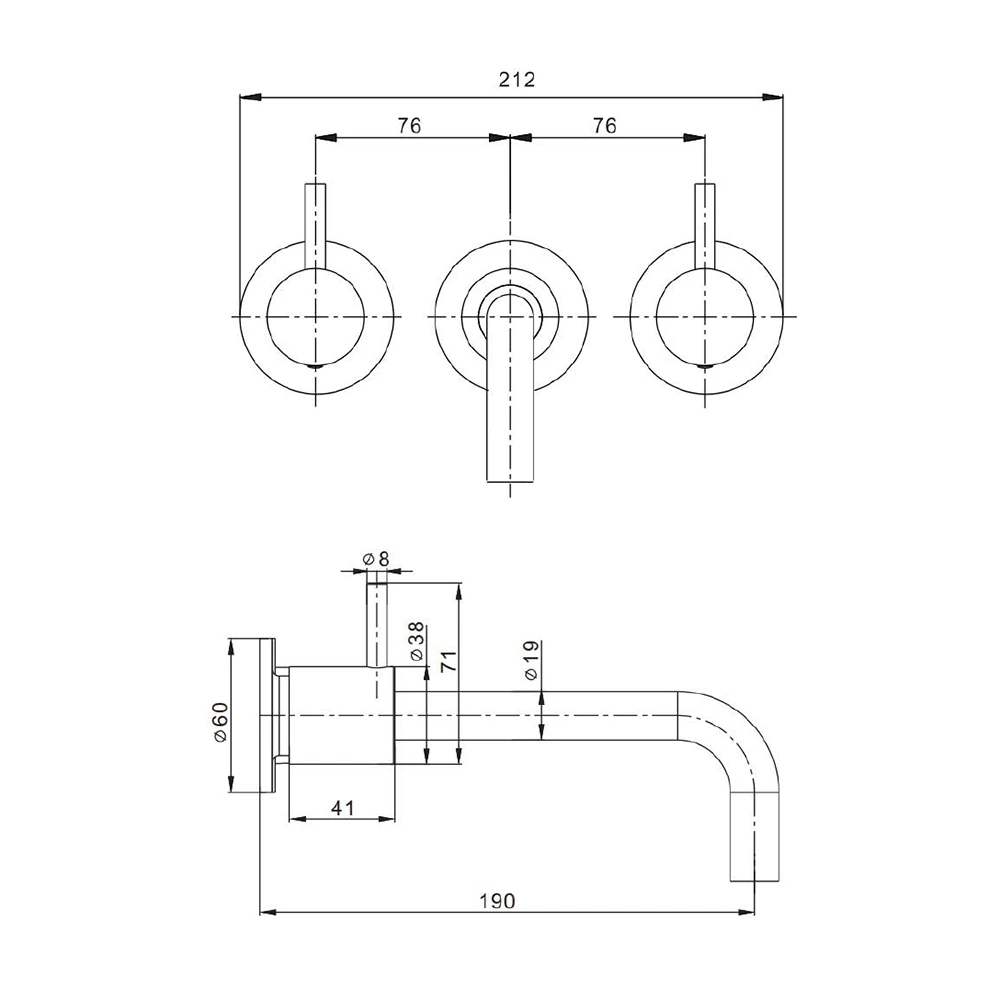 Crosswater MPRO Wall Mounted Basin Mixer With Twin Levers & Spout - Chrome 14 Crosswater MPRO Wall Mounted Basin Mixer With Twin Levers & Spout - Chrome - Image 12