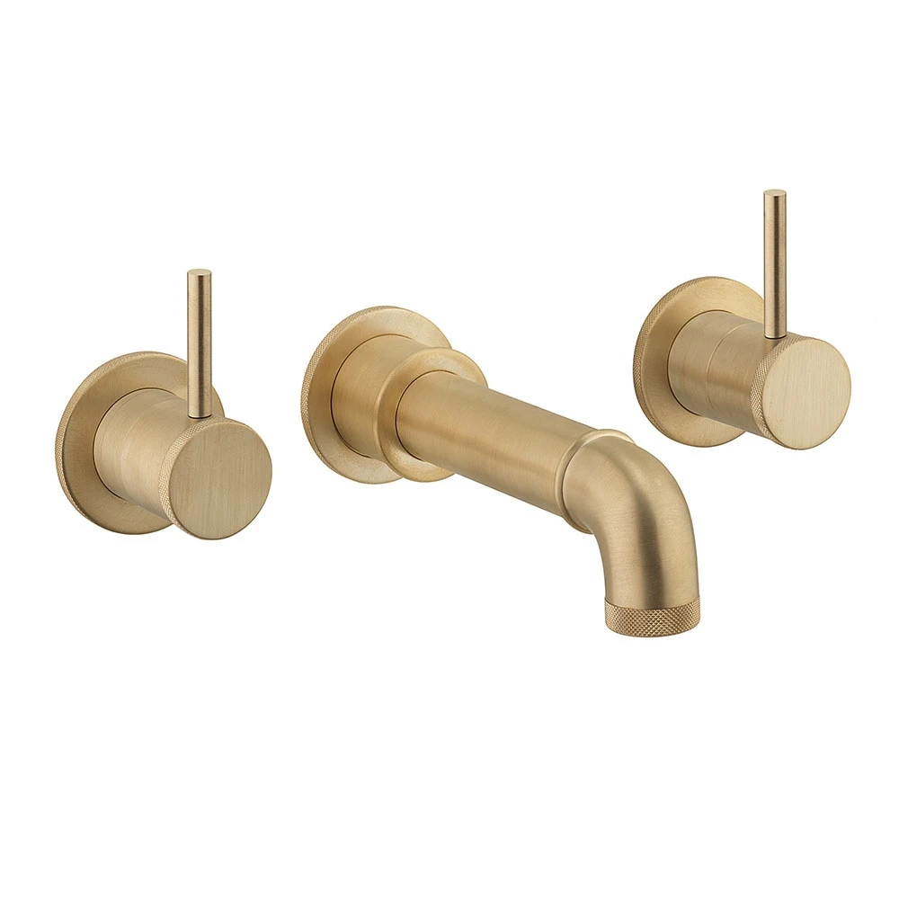 Crosswater MPRO Industrial 3 Hole Wall Mounted Bath Spout Tap - Unlacquered Brushed Brass 3 Crosswater MPRO Industrial 3 Hole Wall Mounted Bath Spout Tap - Unlacquered Brushed Brass