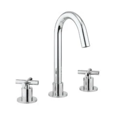 Crosswater MPRO 3 Hole Basin Mixer Tap With Crosshead Handles - Brushed Brass -Vado Sale Store crosswater mpro crosshead chrome 3 hole basin tap cutout