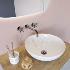 Crosswater MPRO 3 Hole Wall Mounted Basin Mixer Tap With Crosshead Handles - Brushed Stainless Steel Effect -Vado Sale Store crosswater mpro crosshead chrome 3 hole wall basin tap lifestyle