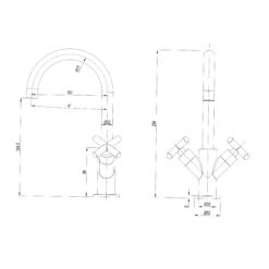 Crosswater MPRO Mono Basin Mixer Tap With Crosshead Handles - Brushed Stainless Steel Effect -Vado Sale Store crosswater mpro crosshead mono basin mixer tech drawing