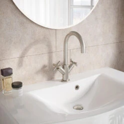 Crosswater MPRO Mono Basin Mixer Tap With Crosshead Handles - Brushed Stainless Steel Effect -Vado Sale Store crosswater mpro crosshead stainless steel mono basin mixer lifestyle