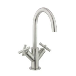 Crosswater MPRO Mono Basin Mixer Tap With Crosshead Handles - Brushed Stainless Steel Effect -Vado Sale Store crosswater mpro crosshead steel mono basin mixer cutout