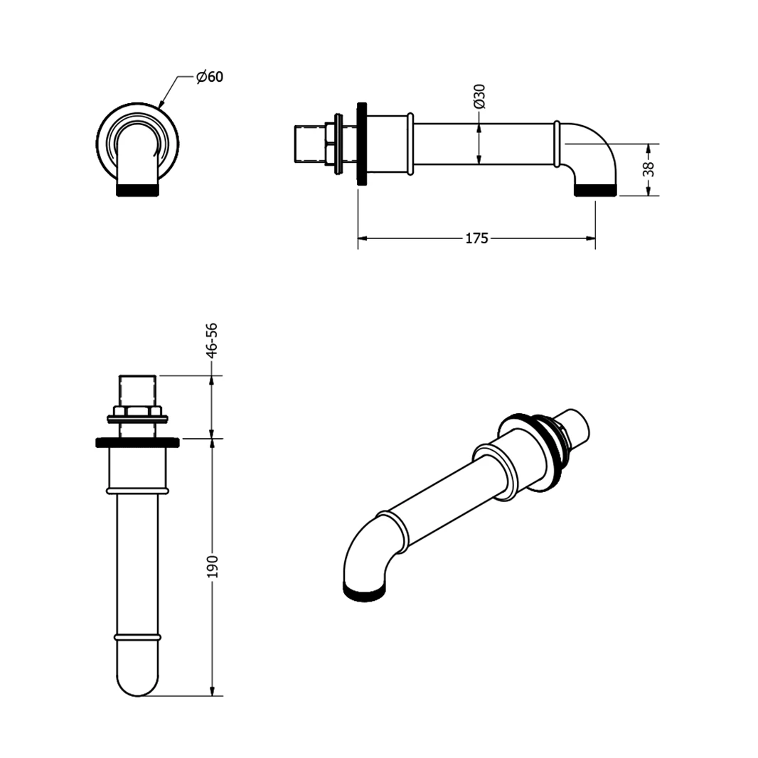 Crosswater MPRO Industrial Bath Spout - Unlacquered Brushed Brass 4 Crosswater MPRO Industrial Bath Spout - Unlacquered Brushed Brass - Image 2
