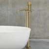 Crosswater MPRO Industrial Floorstanding Bath & Shower Mixer Tap - Unlacquered Brushed Brass -Vado Sale Store crosswater mpro industrial floorstanding bath shower mixer brushed brass lifestyle