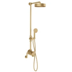 Crosswater MPRO Industrial Multifunction Thermostatic Shower Valve & Rigid Riser Kit - Unlacquered Brushed Brass