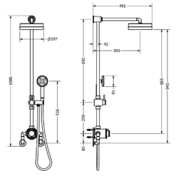 Crosswater MPRO Industrial Multifunction Thermostatic Shower Valve & Rigid Riser Kit - Carbon Black -Vado Sale Store crosswater mpro industrial rigid riser kit tech 1