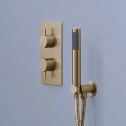 Crosswater MPRO 2 Outlet 2 Handle Shower Bundle - Brushed Brass -Vado Sale Store crosswater mpro shower bundle 2 handle valve and handset brushed brass