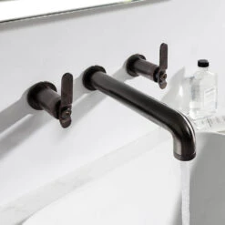 Crosswater Union 3 Hole Wall Mounted Basin Mixer Tap With Levers - Brushed Black Chrome
