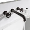 Crosswater Union 3 Hole Wall Mounted Basin Mixer Tap With Wheels - Brushed Black Chrome -Vado Sale Store crosswater union brushed black chrome 3 hole wall mounted basin tap wheels lifestyle
