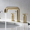 Crosswater Union 3 Hole Basin Mixer Tap With Wheels - Brushed Brass