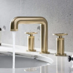 Crosswater Union 3 Hole Basin Mixer Tap With Wheels - Brushed Brass