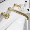 Crosswater Union 3 Hole Wall Mounted Basin Mixer Tap With Wheels - Brushed Brass -Vado Sale Store crosswater union brushed brass 3 hole wall mounted basin tap wheels lifestyle