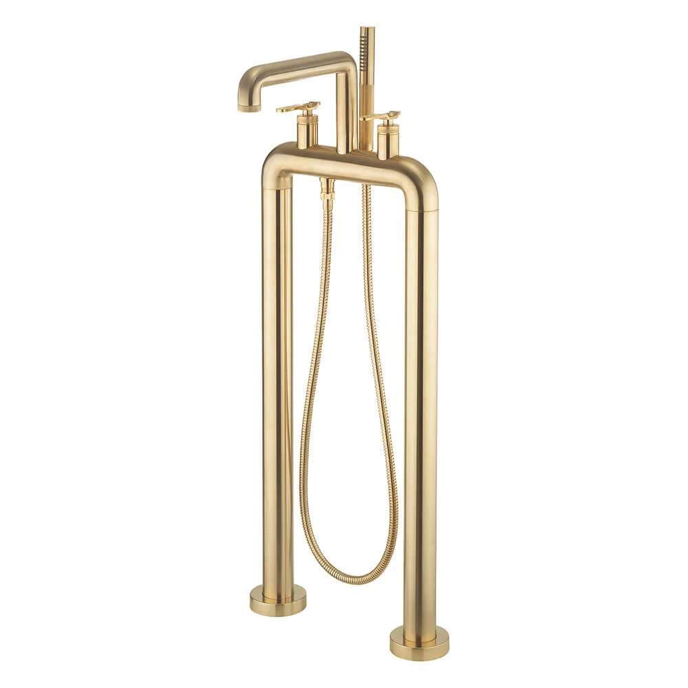 Crosswater Union Floorstanding Bath Shower Mixer Tap With Levers - Brushed Brass 3 Crosswater Union Floorstanding Bath Shower Mixer Tap With Levers - Brushed Brass