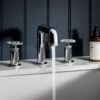 Crosswater Union 3 Hole Basin Mixer Tap With Wheels - Chrome -Vado Sale Store crosswater union chrome 3 hole basin tap wheels lifestyle