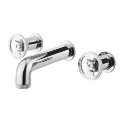 Crosswater Union 3 Hole Wall Mounted Basin Mixer Tap With Wheels - Chrome