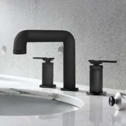 Crosswater Union WRAS Approved 3 Hole Basin Mixer Tap With Levers - Matt Black