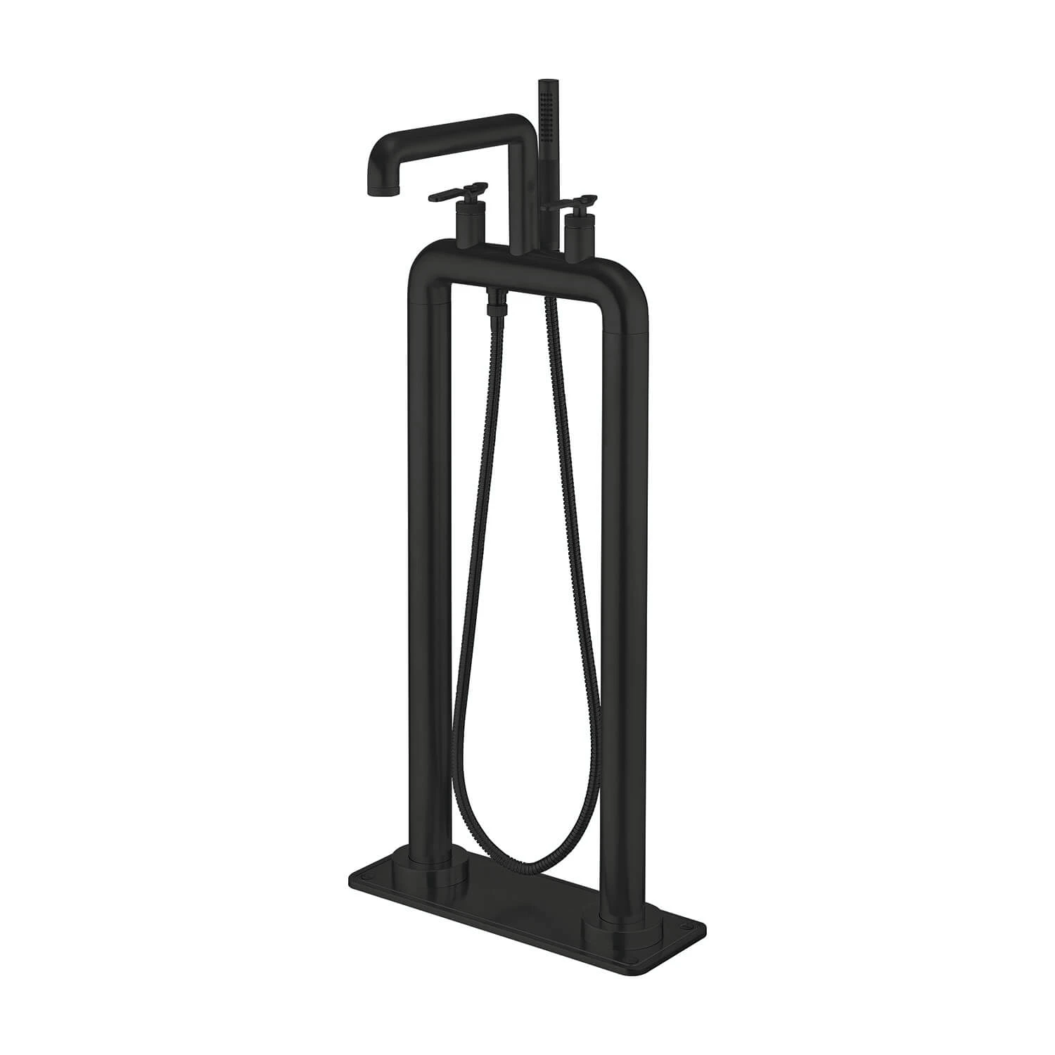 Crosswater Union Freestanding Matt Black Bath Shower Mixer With Lever Handles And Floor Plate 4 Crosswater Union Freestanding Matt Black Bath Shower Mixer With Lever Handles And Floor Plate - Image 2