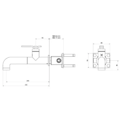 Crosswater Union 1 Hole Wall Mounted Basin Mixer Tap - Brushed Brass -Vado Sale Store crosswater union wall mounted basin tap technical drawing 1