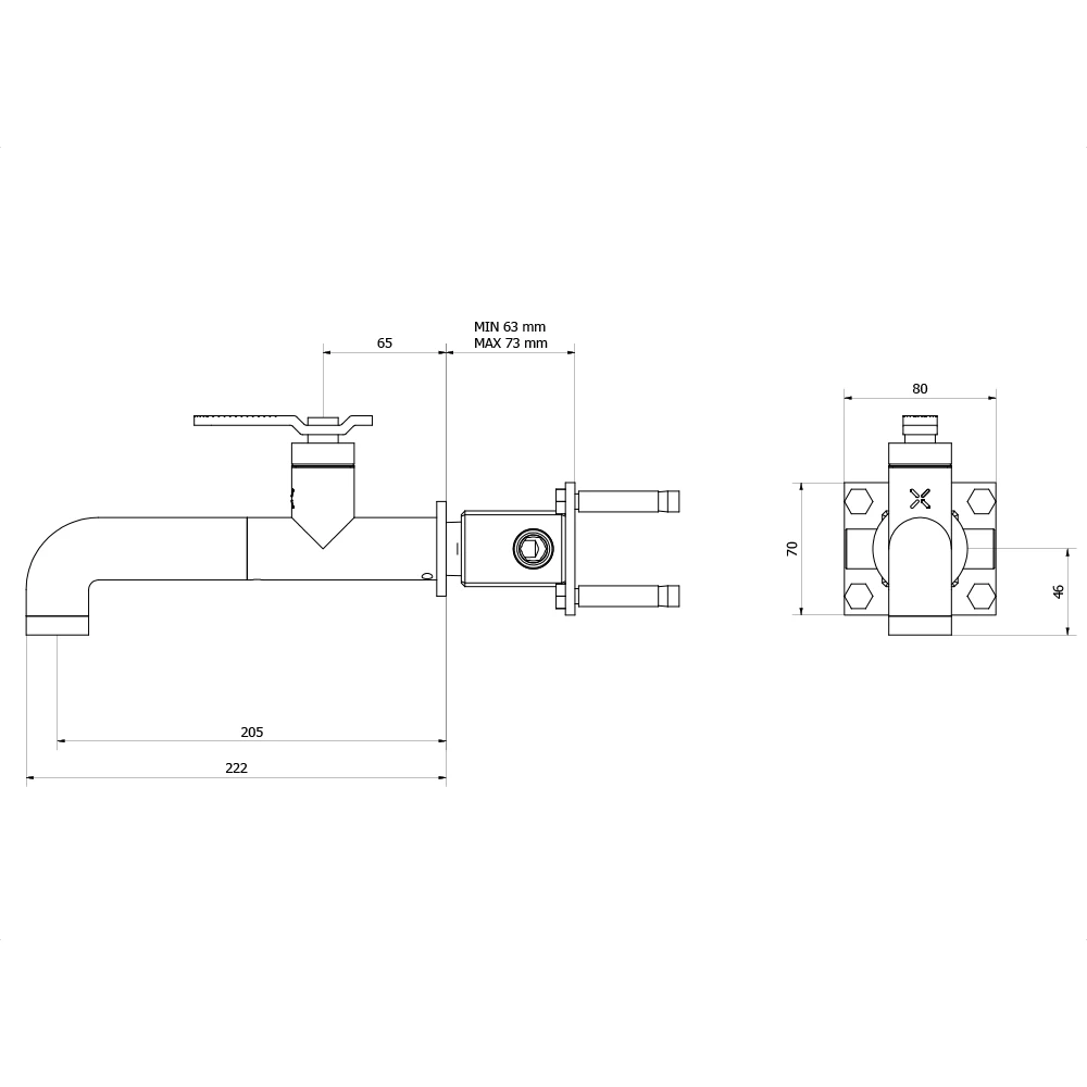 Crosswater Union 1 Hole Wall Mounted Basin Mixer Tap - Brushed Black Chrome 5 Crosswater Union 1 Hole Wall Mounted Basin Mixer Tap - Brushed Black Chrome - Image 3