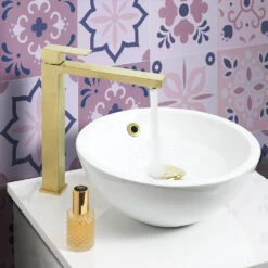 Crosswater Verge Tall Basin Monobloc Mixer Tap - Matt Black -Vado Sale Store crosswater verge basin tall mixer tap brushed brass lifestyle