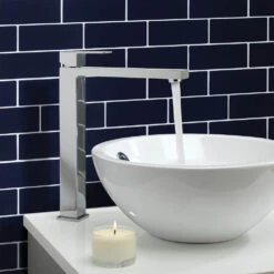 Crosswater Verge Tall Basin Monobloc Mixer Tap - Matt Black -Vado Sale Store crosswater verge basin tall mixer tap chrome lifestyle