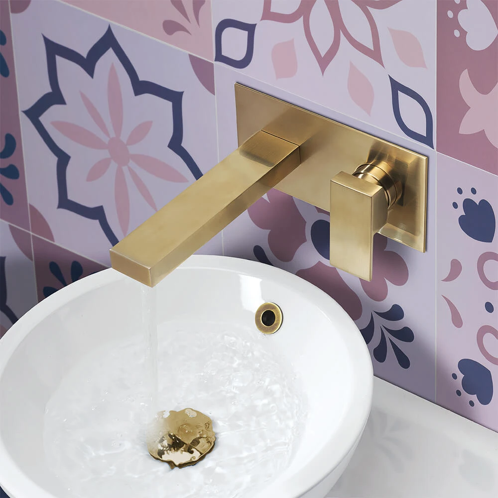 Crosswater Verge 2 Hole Wall Mounted Basin Mixer Tap - Brushed Brass 3 Crosswater Verge 2 Hole Wall Mounted Basin Mixer Tap - Brushed Brass