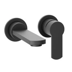 Crosswater Wisp Wall Mounted Basin Valve & Spout Set - Matt Black -Vado Sale Store crosswater wisp wall basin mixer tap black cutout