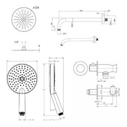 Crosswater Dial Pier Concealed Valve 2 Control With Fixed Shower Head And Ethos Handset 11 Crosswater Dial Pier Concealed Valve 2 Control With Fixed Shower Head And Ethos Handset -Vado Sale Store crswtr dial pier 17 dimensions