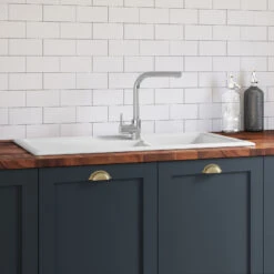 Butler & Rose 1.5 Bowl Ceramic Kitchen Sink And Vellamo Savu Mono Pull Out Kitchen Mixer -Vado Sale Store ct115t1000 butlerrose15bsinkpull tap roxorsink ls c3