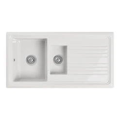 Butler & Rose 1.5 Bowl Ceramic Kitchen Sink And Vellamo Savu Mono Pull Out Kitchen Mixer -Vado Sale Store ct115t1000 butlerrosebelfast1.5b roxorsink co c1 1 1