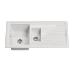 Butler & Rose 1.5 Bowl Ceramic Kitchen Sink And Vellamo Caspian Dual Lever Mono Kitchen Mixer -Vado Sale Store ct115t1000 butlerrosebelfast1.5b roxorsink co c2 2 2