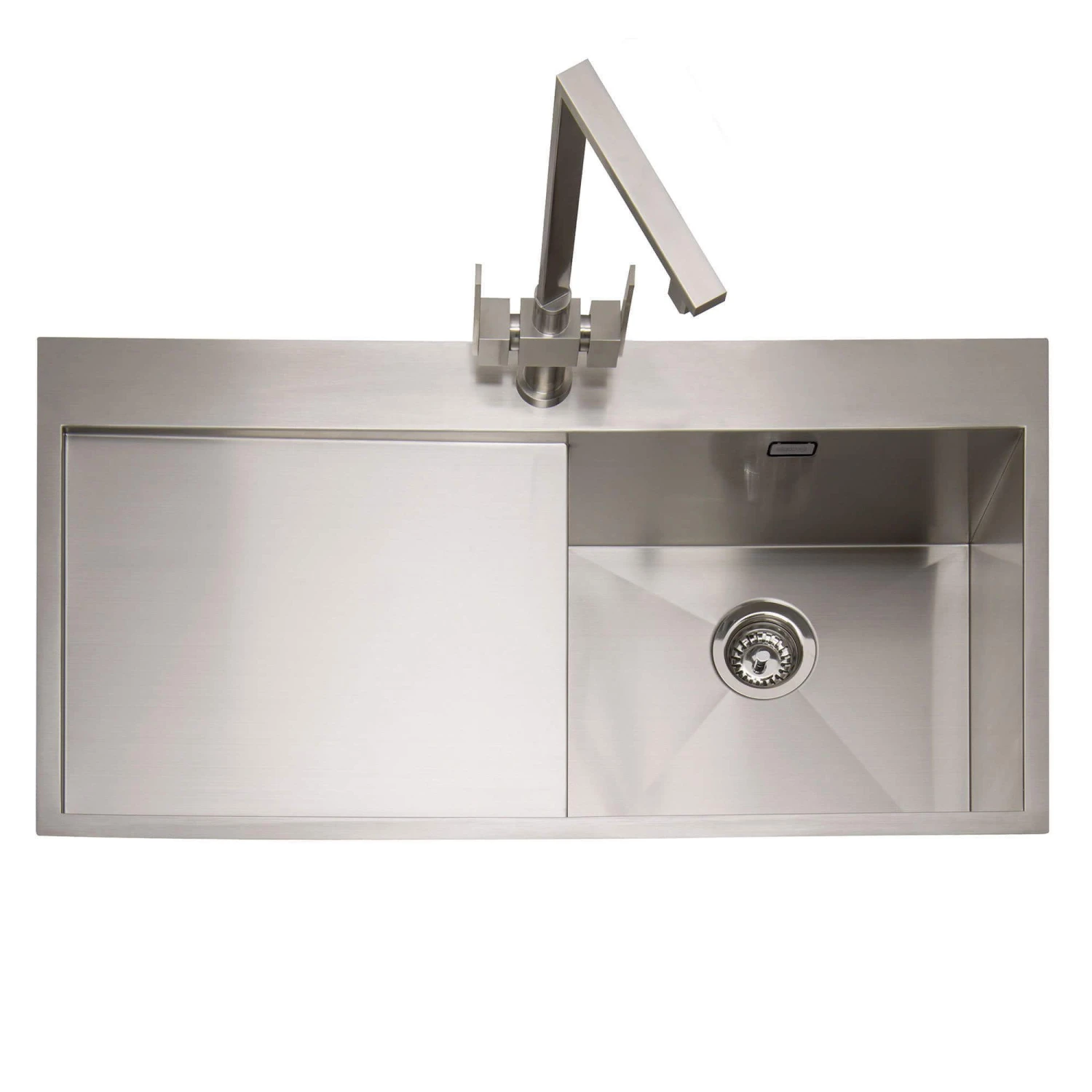 Caple Cubit 1 Bowl Satin Stainless Steel Sink & Waste Kit With Right Hand Drainer - 1000 X 520mm 4 Caple Cubit 1 Bowl Satin Stainless Steel Sink & Waste Kit With Right Hand Drainer - 1000 X 520mm - Image 2
