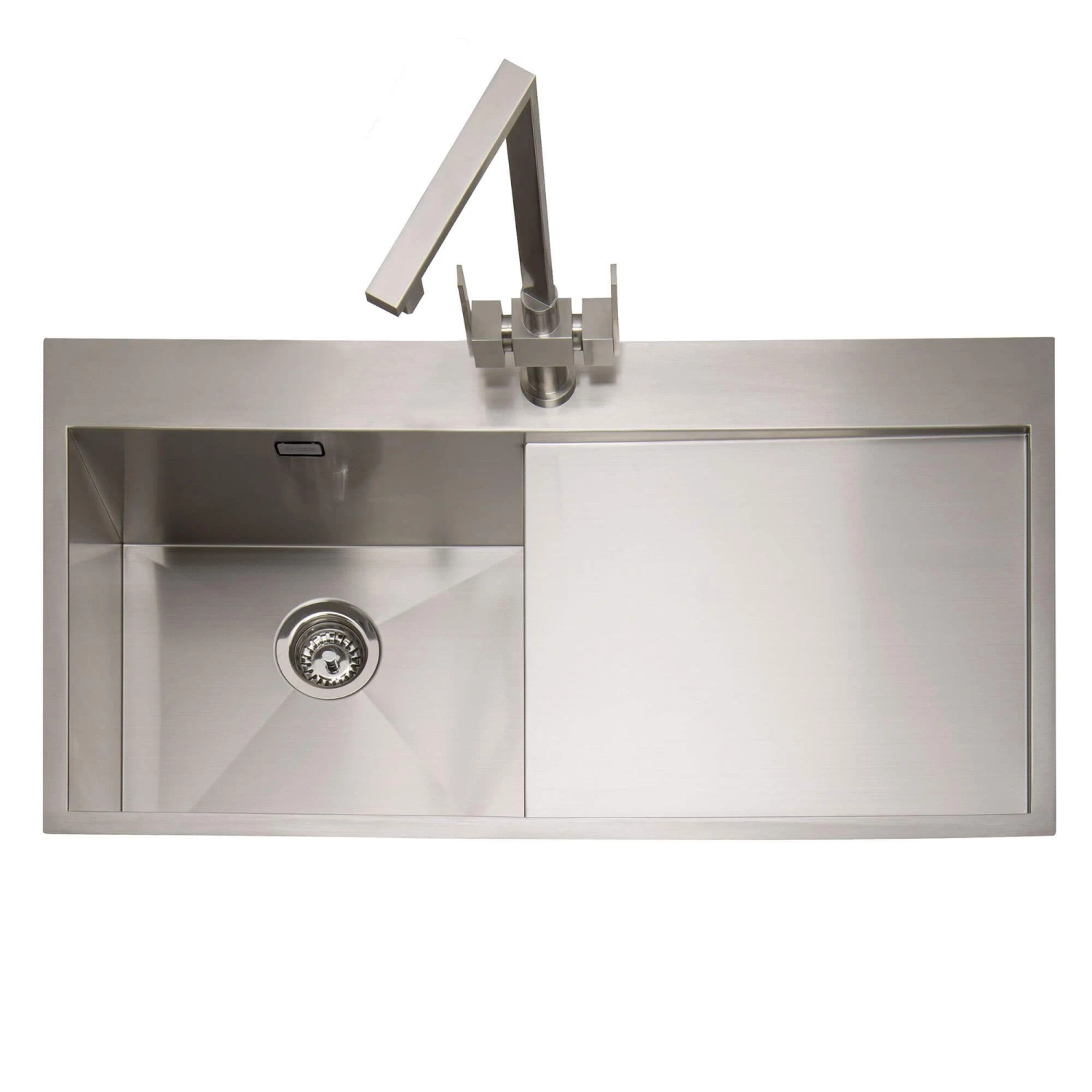 Caple Cubit 1 Bowl Satin Stainless Steel Sink & Waste Kit With Right Hand Drainer - 1000 X 520mm 3 Caple Cubit 1 Bowl Satin Stainless Steel Sink & Waste Kit With Right Hand Drainer - 1000 X 520mm