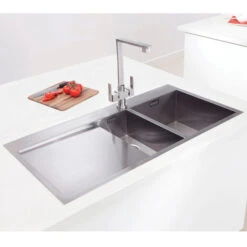 Caple Cubit 1.5 Bowl Satin Stainless Steel Sink & Waste Kit With Right Hand Drainer - 1000 X 520mm 10 Caple Cubit 1.5 Bowl Satin Stainless Steel Sink & Waste Kit With Right Hand Drainer - 1000 X 520mm -Vado Sale Store cu150l lifestyle