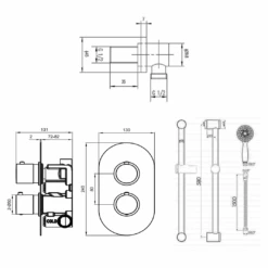 Dahlia Concealed Thermostatic Shower Valve & Slide Rail Kit -Vado Sale Store dahlia thermostatic valve slide rail kit tech v2