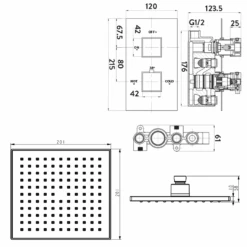 Delilah Concealed Thermostatic Shower Valve & ABS Fixed Shower Head - 360mm Ceiling Shower Arm -Vado Sale Store delilah shower valve abs shower head tech