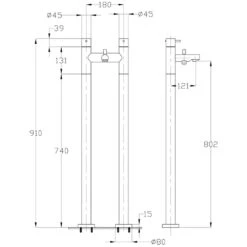 Crosswater Kai Lever Floor Standing Bath Shower Mixer With Handset Kit -Vado Sale Store dimensions crosswater kl422dc aa002fc